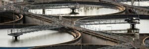 Aerial image of wastewater treatment facility